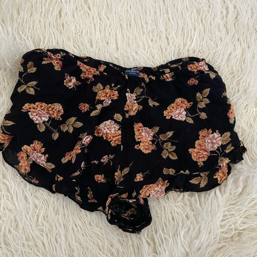 Brandy Melville Black Floral Shorts